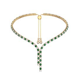 Eternity Asymmetric Drop Emerald CZ and White Sapphire 18ct Gold Vermeil Tennis Necklace
