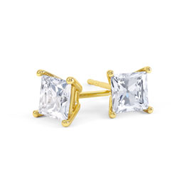 Charmisma 1ct White Sapphire 18ct Gold Vermeil Princess Stud Earrings