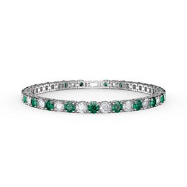 Eternity 10ct Emerald and White Sapphire Platinum plated Silver Tennis Bracelet