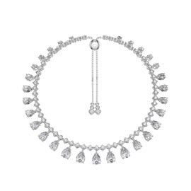 Princess Graduated Pear Drop Diamond CZ Silver Choker Tennis Necklace