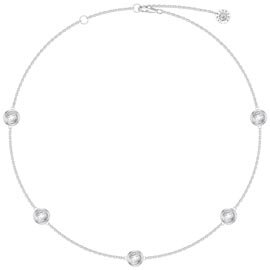 White Sapphire By the Yard Platinum plated Silver Choker Necklace