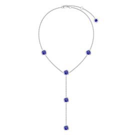 Sapphire By the Yard Platinum plated Silver Lariat Necklace