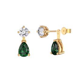 Charmisma 6ct Emerald CZ 18ct Gold Vermeil Pear Earring Set