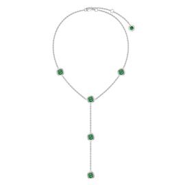 Emerald By the Yard Platinum plated Silver Lariat Necklace