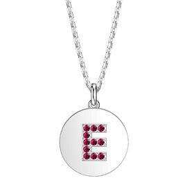Charmisma Ruby Pave Platinum plated Silver Alphabet Pendant E