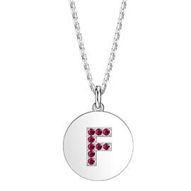 Charmisma Ruby Pave Platinum plated Silver Alphabet Pendant F