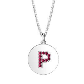 Charmisma Ruby Pave Platinum plated Silver Alphabet Pendant P