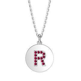 Charmisma Ruby Pave Platinum plated Silver Alphabet Pendant R