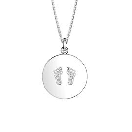 Charmisma Moissanite Platinum plated Silver Baby Feet Pendant