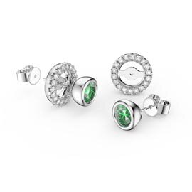 Infinity Peridot and Diamond 18ct White Gold Stud Earrings Halo Jacket Set