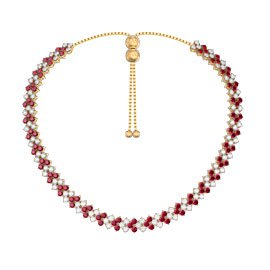 Eternity Three Row Ruby 18ct Gold Vermeil Adjustable Choker Tennis Necklace