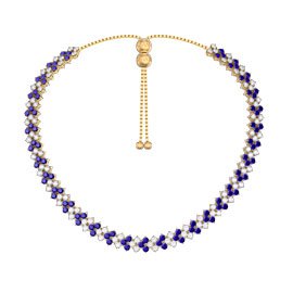 Eternity Three Row Sapphire 18ct Gold Vermeil Adjustable Choker Tennis Necklace