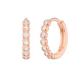 Infinity White Sapphire 9ct Rose Gold Hoop Earrings Small