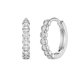 Infinity White Sapphire Platinum plated Silver Hoop Earrings Small