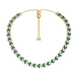 Eternity Three Row Emerald 18ct Gold Vermeil Adjustable Choker Tennis Necklace