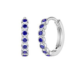 Infinity Blue Sapphire Platinum plated Silver Hoop Earrings Small