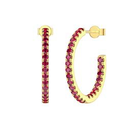 Eternity 1ct Ruby 18ct Gold Vermeil Pave Hoop Earrings