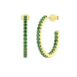 Eternity 1ct Emerald 18ct Gold Vermeil Pave Hoop Earrings