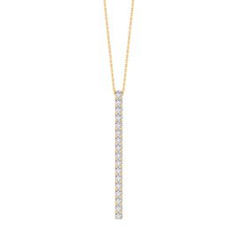 Eternity White Sapphire 18ct Gold Vermeil Line Drop Pendant Necklace