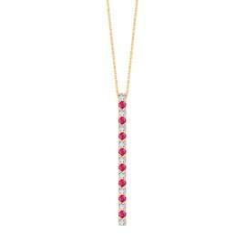 Eternity Ruby and White Sapphire 18ct Gold Vermeil Line Drop Pendant Necklace