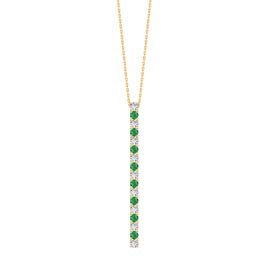 Eternity Emerald and White Sapphire 18ct Gold Vermeil Line Drop Pendant Necklace