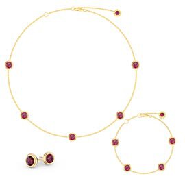 Ruby By the Yard 18ct Gold Vermeil Jewellery Set
