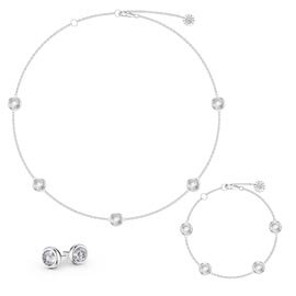 White Sapphire By the Yard Platinum plated Silver Jewellery Set