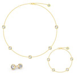 White Sapphire By the Yard 18ct Gold Vermeil Jewellery Set