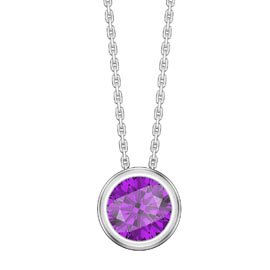 Infinity 1.0ct Amethyst Solitaire Platinum plated Silver Bezel Pendant