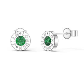 Charmisma Emerald Platinum plated Silver Dainty Stud Earrings