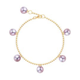 Venus Round Lilac Pearl 18ct Gold Vermeil Drop Bracelet
