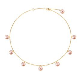 Venus Round Pink Pearl 18ct Gold Vermeil Drop Choker Necklace