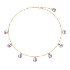 Venus Lilac Pearl 18ct Gold Vermeil Drop Choker Necklace