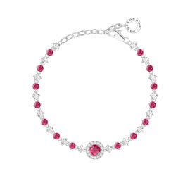Fusion Ruby Halo Platinum plated Silver Tennis Bracelet