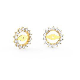 Fusion Moissanite 18ct Yellow Gold Earring Starburst Halo Jackets