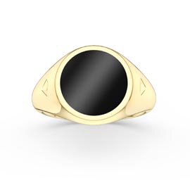 Round Onyx 9ct Yellow Gold Signet Ring