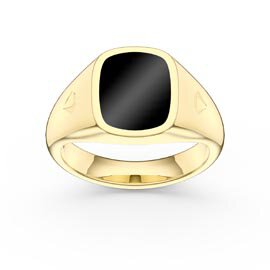 Cushion Onyx 9ct Yellow Gold Signet Ring