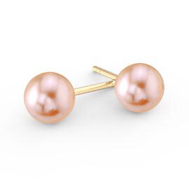 Venus Pink Pearl 18ct Gold Vermeil Stud Earrings 7.5 to 8.0mm