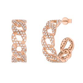Infinity White Sapphire 18ct Rose Gold Vermeil Pave Link Hoop Earrings