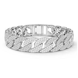 Infinity White Sapphire Platinum plated Silver Pave Link Bracelet