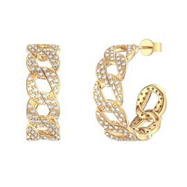 Infinity White Sapphire 18ct Gold Vermeil Pave Link Hoop Earrings