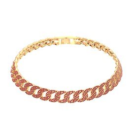 Infinity Ruby 18ct Gold Vermeil Silver Pave Link Choker Necklace