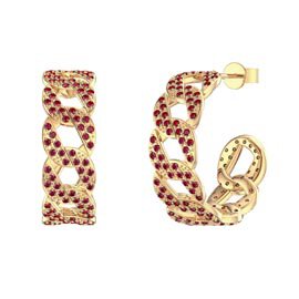 Infinity Ruby 18ct Gold Vermeil Pave Link Hoop Earrings