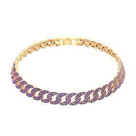 Infinity Sapphire 18ct Gold Vermeil Pave Link Choker Necklace
