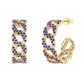 Infinity Sapphire 18ct Gold Vermeil Pave Link Hoop Earrings