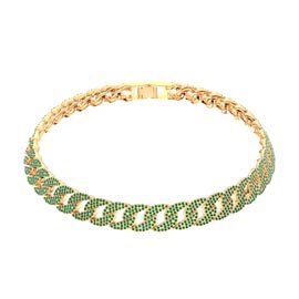 Infinity Emerald 18ct Gold Vermeil Pave Link Choker Necklace