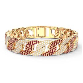 Infinity Ruby and White Sapphire 18ct Gold Vermeil Pave Link Bracelet