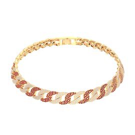 Infinity Ruby and White Sapphire 18ct Gold Vermeil Pave Link Choker Necklace