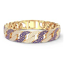 Infinity Blue and White Sapphire 18ct Gold Vermeil Pave Link Bracelet