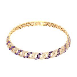 Infinity Blue and White Sapphire 18ct Gold Vermeil Pave Link Choker Necklace
